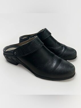 Ariat Clogs Mules Shoes Western Heel Strap Womens 8.5 Black Leather Slip On